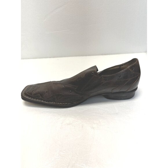 Mark Nason Brown Leather Slip-On Mens Dress Shoes‎ Size 10.5 With Western Design - Picture 4 of 14